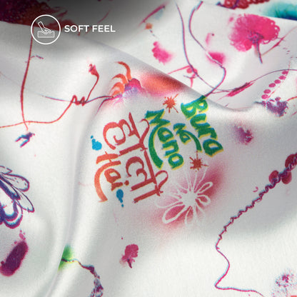 White And Pink Holi Pattern Digital Print Ultra Premium Butter Crepe Fabric