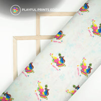 White And Magenta Pink Holi Pattern Digital Print Japan Satin Fabric
