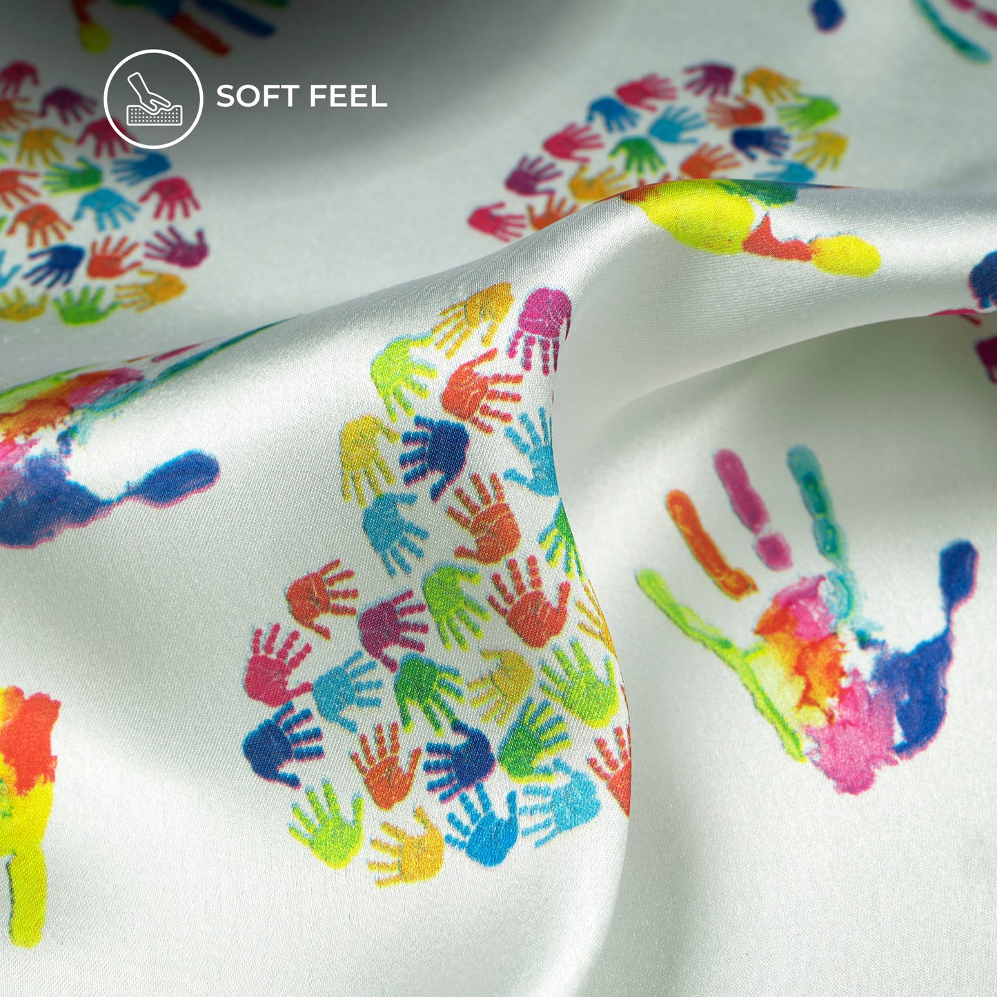 White And Bumblebee Yellow Holi Pattern Digital Print Japan Satin Fabric