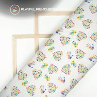 White And Bumblebee Yellow Holi Pattern Digital Print Japan Satin Fabric