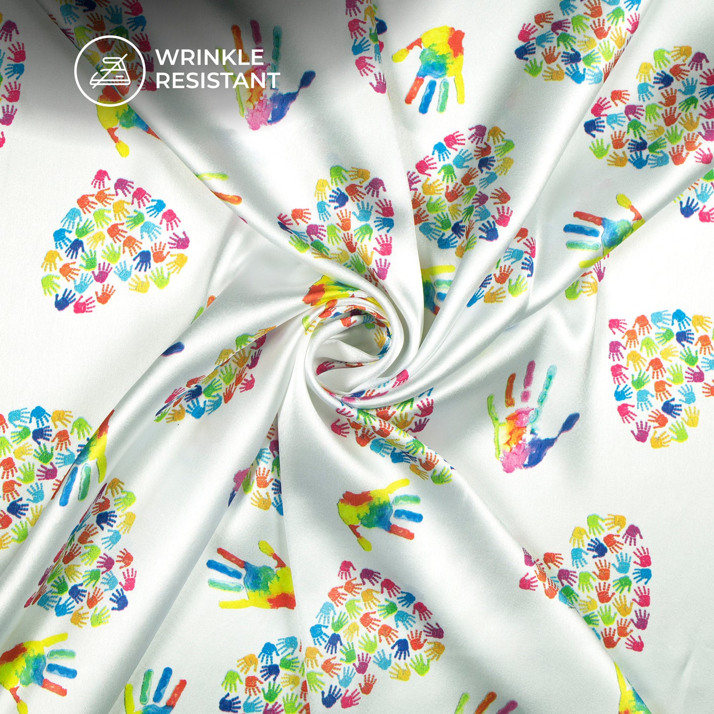 White And Bumblebee Yellow Holi Pattern Digital Print Japan Satin Fabric