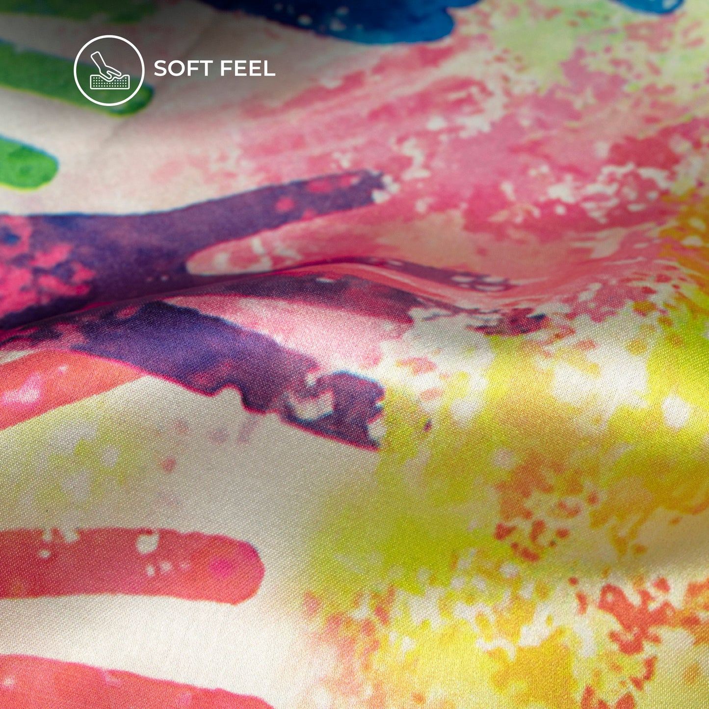 Multi-Color Holi Pattern Digital Print Japan Satin Fabric