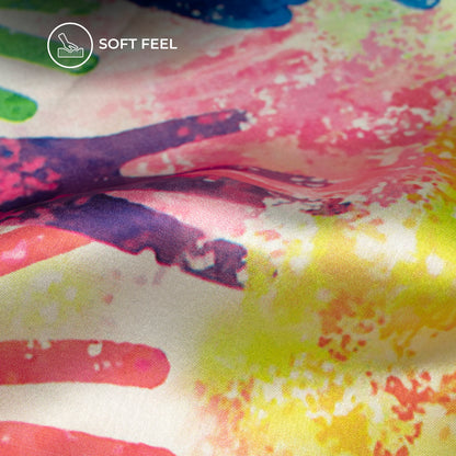 Multi-Color Holi Pattern Digital Print Japan Satin Fabric
