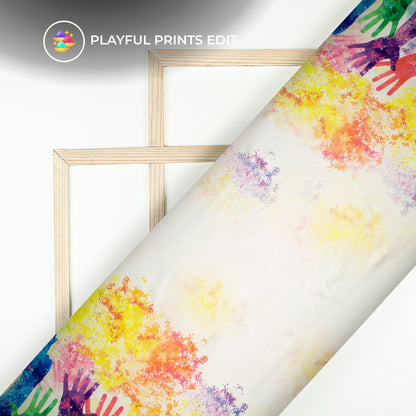 Multi-Color Holi Pattern Digital Print Japan Satin Fabric