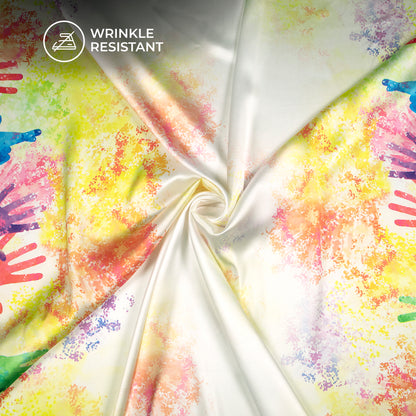 Multi-Color Holi Pattern Digital Print Japan Satin Fabric