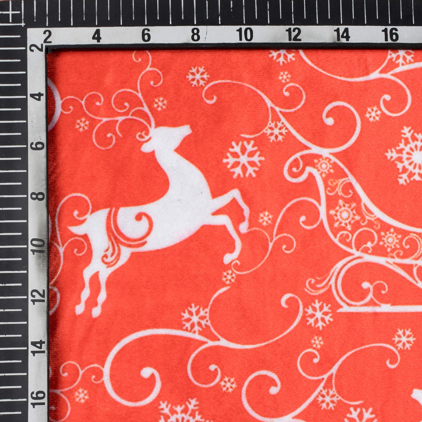 Red And White Christmas Pattern Digital Print Velvet Fabric (Width 54 inches) - Fabcurate