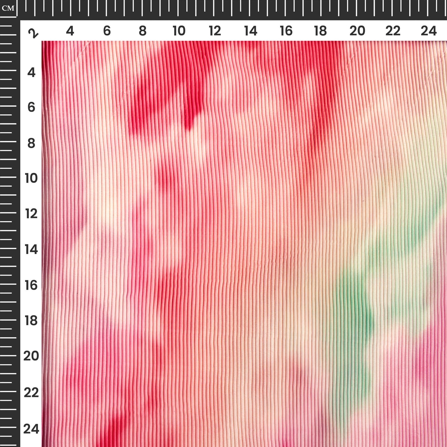 Pink Tie And Dye Pleated Imported Satin Fabric