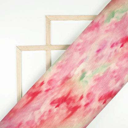 Pink Tye And Dye Pleated Imported Satin Fabric
