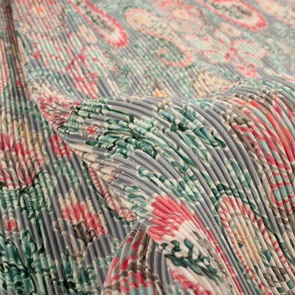 Vintage Paisley Pleated Imported Satin Fabric