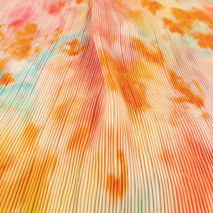Best Selling Tye And Dye Pleated Crepe Satin  Fabric