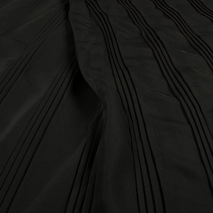 Black Plain Half Pleated Imported Satin Fabric