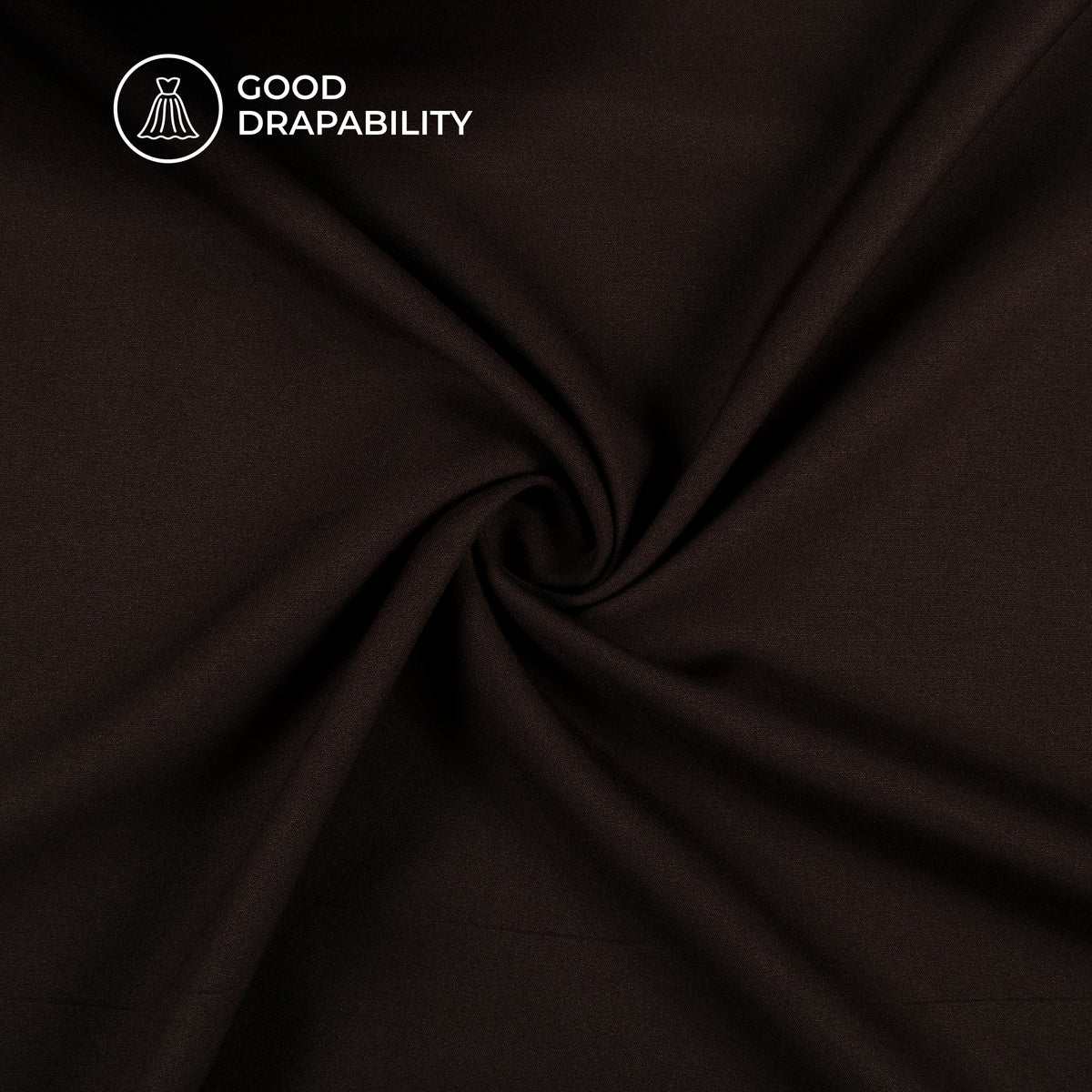 Dark Brown Plain Lining Butter Crepe Fabric