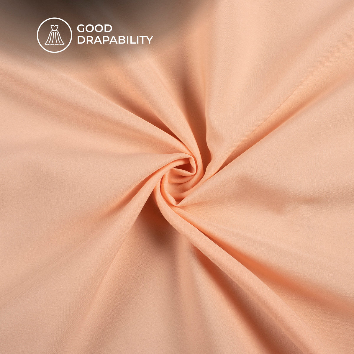 Pastel Peach Plain Lining Butter Crepe Fabric