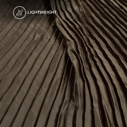 Pecan Brown Plain Pleated Imported Satin Fabric