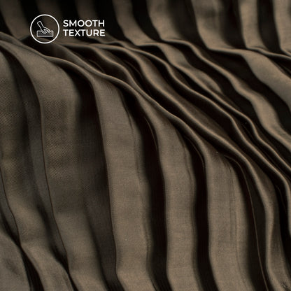 Pecan Brown Plain Pleated Imported Satin Fabric