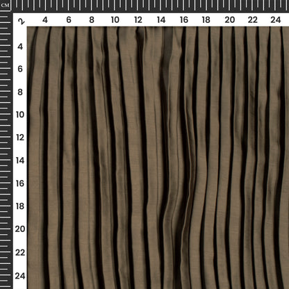 Pecan Brown Plain Pleated Imported Satin Fabric