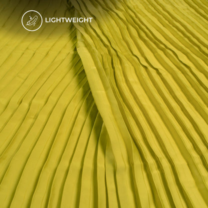 Citrine Yellow Plain Pleated Imported Satin Fabric