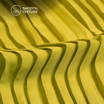 Citrine Yellow Plain Pleated Imported Satin Fabric