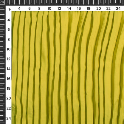 Citrine Yellow Plain Pleated Imported Satin Fabric