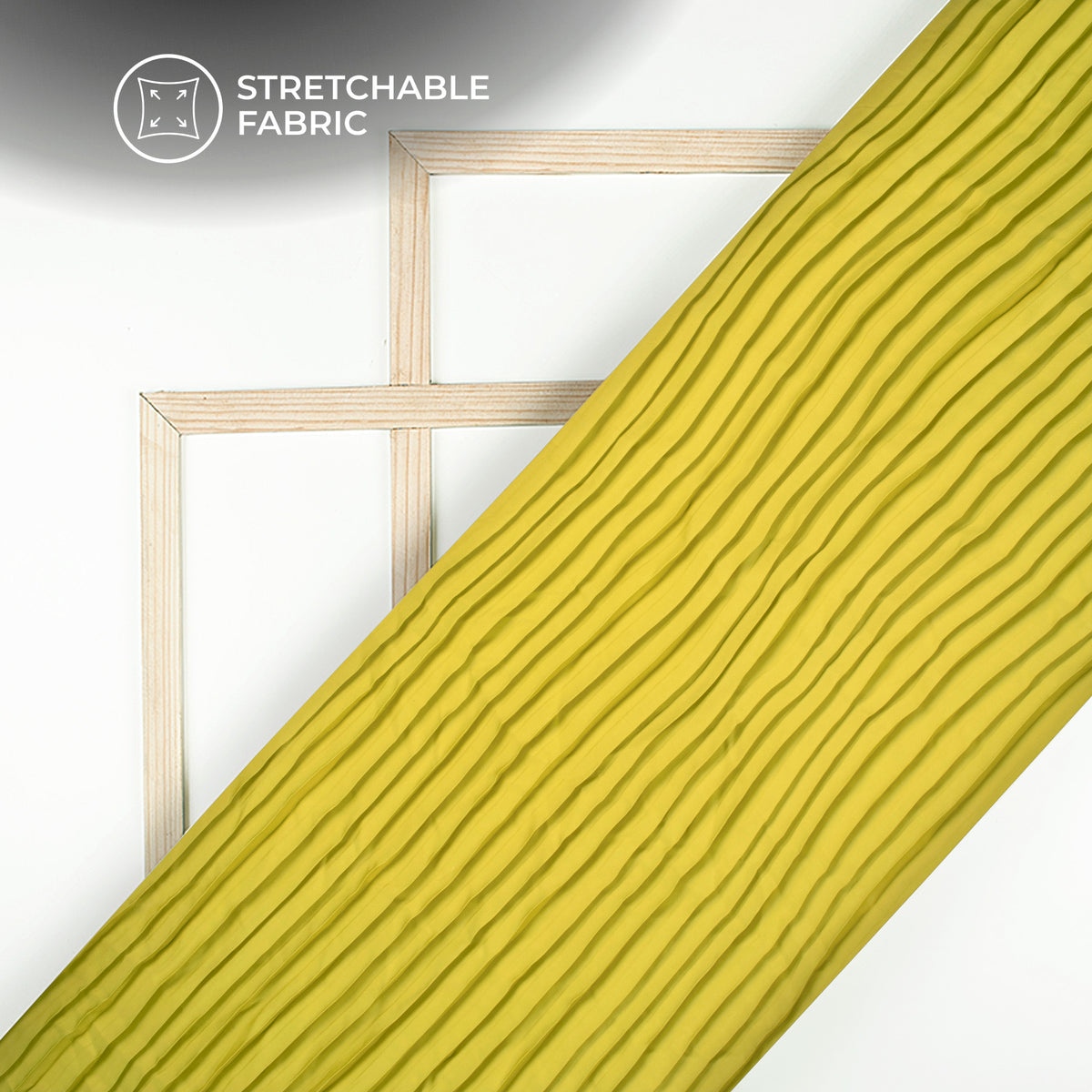 Citrine Yellow Plain Pleated Imported Satin Fabric