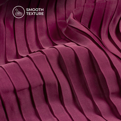 Jam Purple Plain Pleated Imported Satin Fabric
