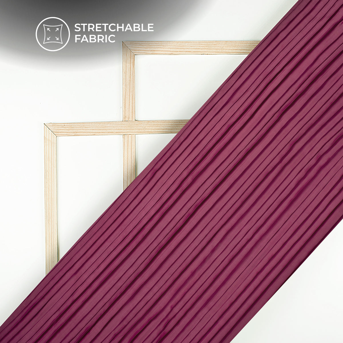 Jam Purple Plain Pleated Imported Satin Fabric