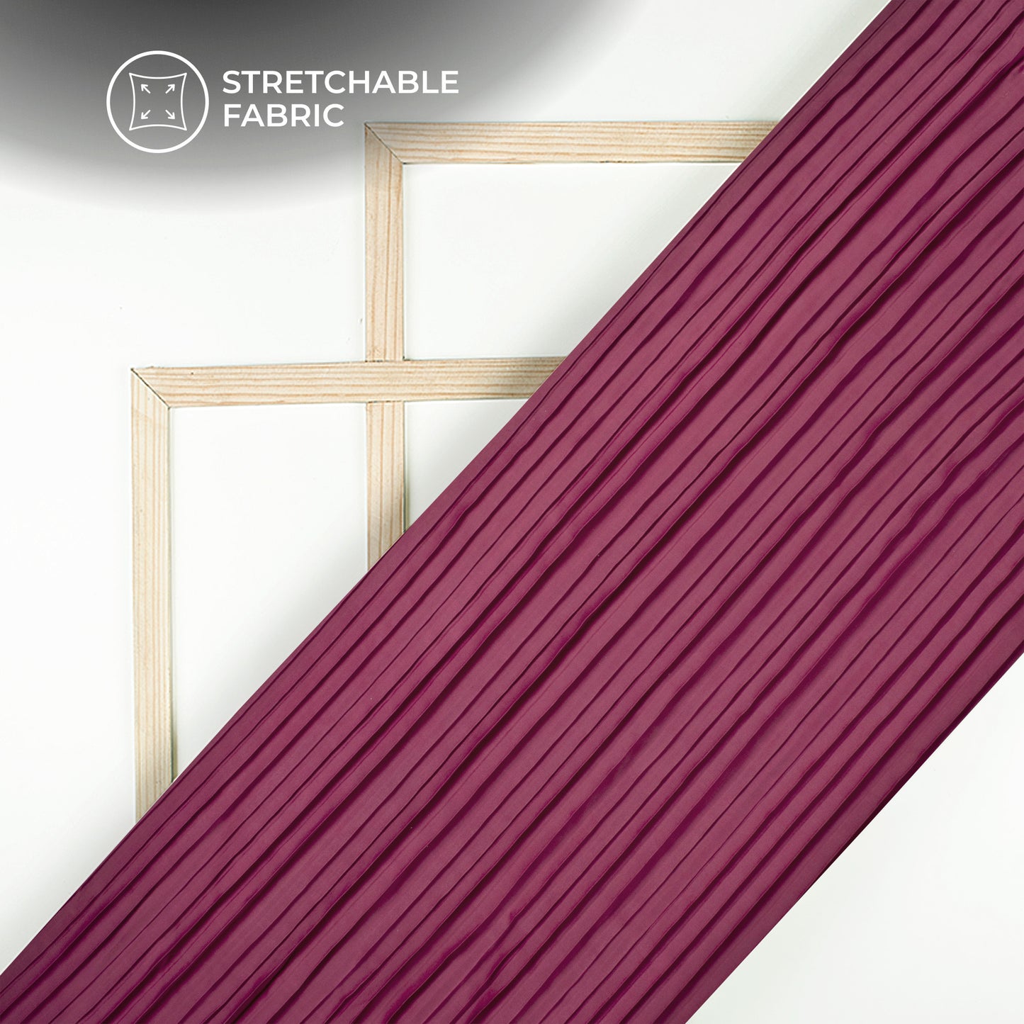Jam Purple Plain Pleated Imported Satin Fabric