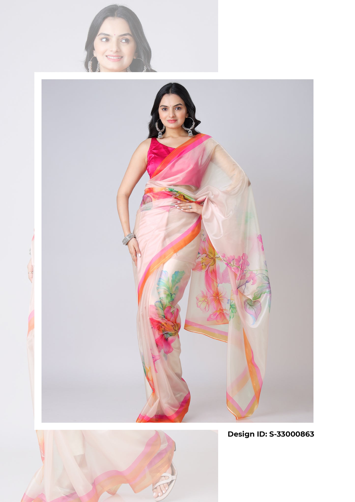 Set of 5 Floral Designer Organza Sarees Catalogue