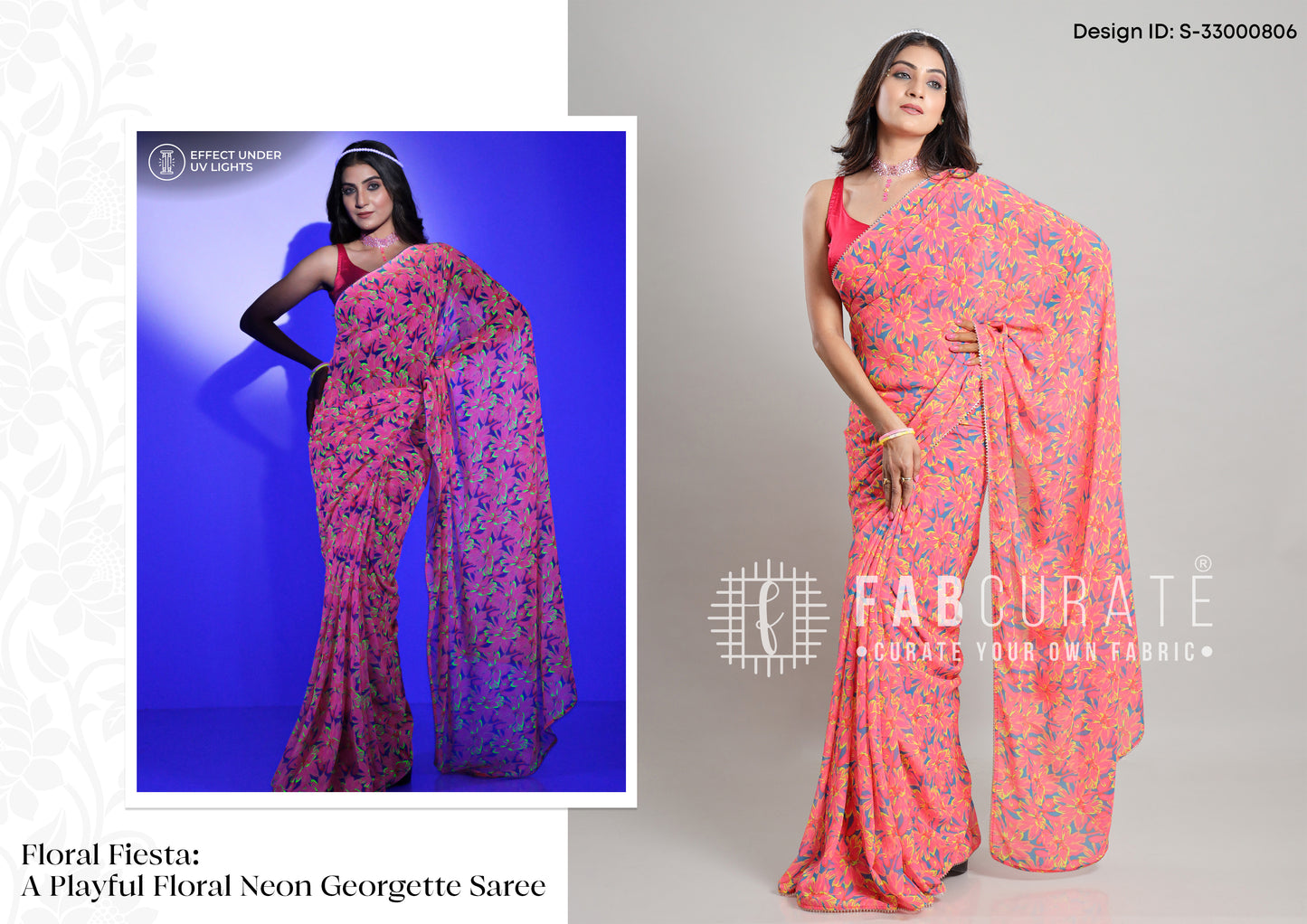 Electric Neon Georgette Sarees Catalogue Fir Wholesale - Set of 5 Sarees