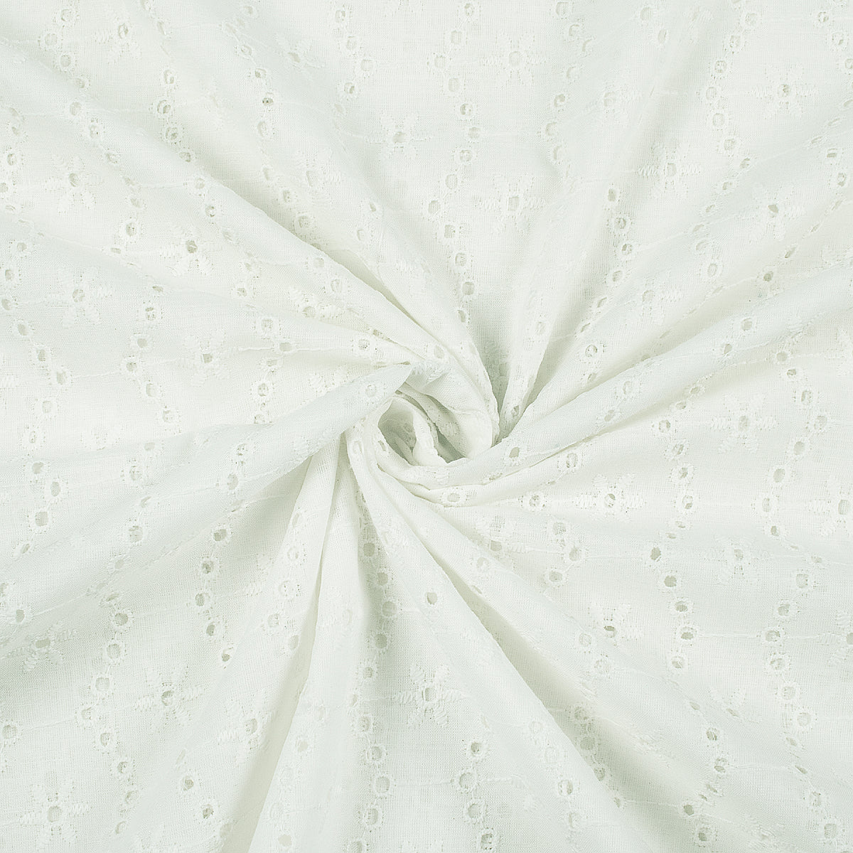Floral White Premium Schiffli Embroidery Dyeable Cotton Fabric (Width 52 Inches)