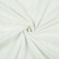 Floral White Premium Schiffli Embroidery Dyeable Cotton Fabric (Width 52 Inches)