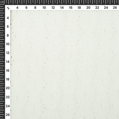 Floral White Premium Schiffli Embroidery Dyeable Cotton Fabric (Width 52 Inches)