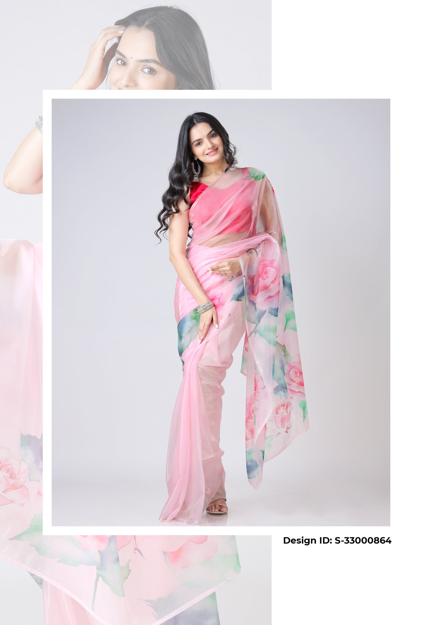 Set of 5 Floral Designer Organza Sarees Catalogue