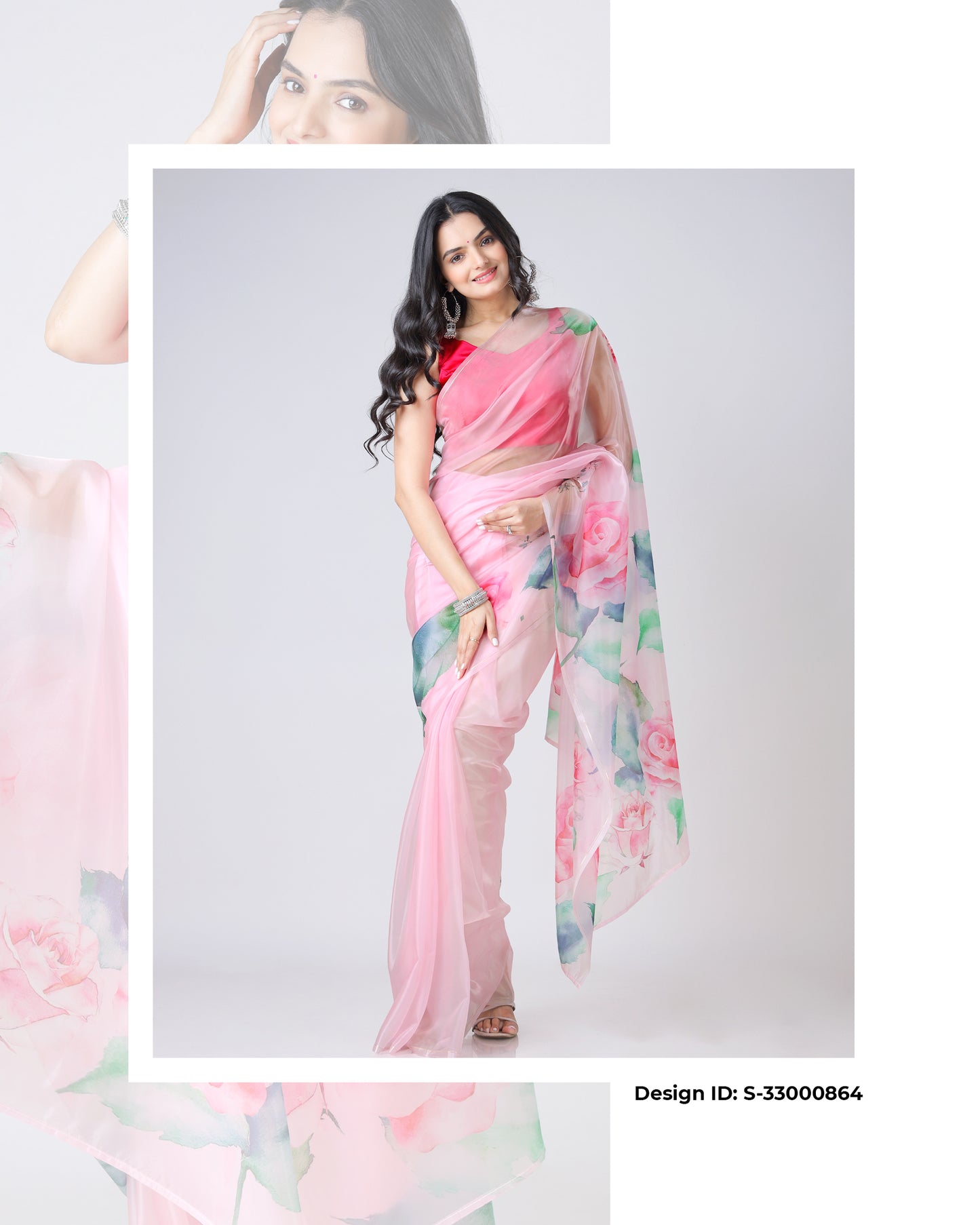 Set of 5 Floral Designer Organza Sarees Catalogue