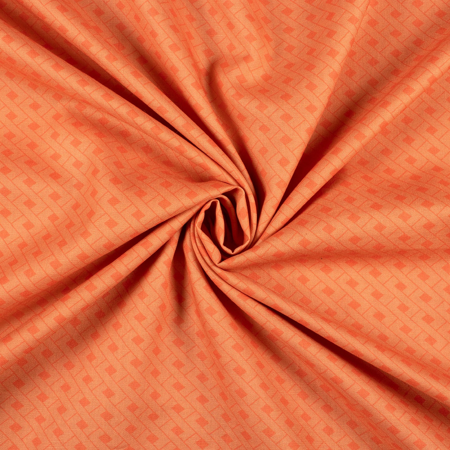 Fire Orange Geometric Digital Print Linen Textured Fabric (Width 56 Inches)