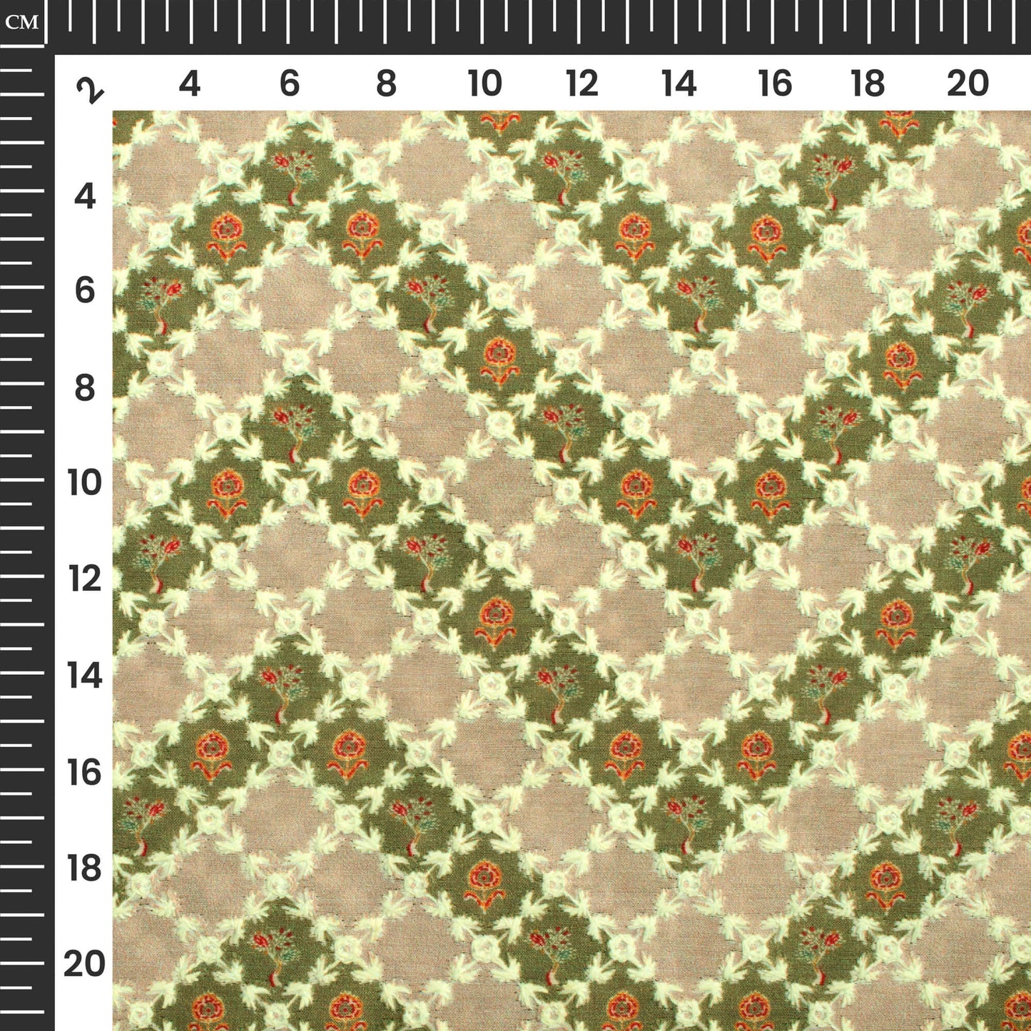Exclusive Green Chevron Position Print On Embroidery Fabric(Width 56 Inches)