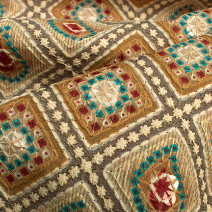 Exclusive Bandhanii Position Print On Embroidery Fabric(Width 56 Inches)