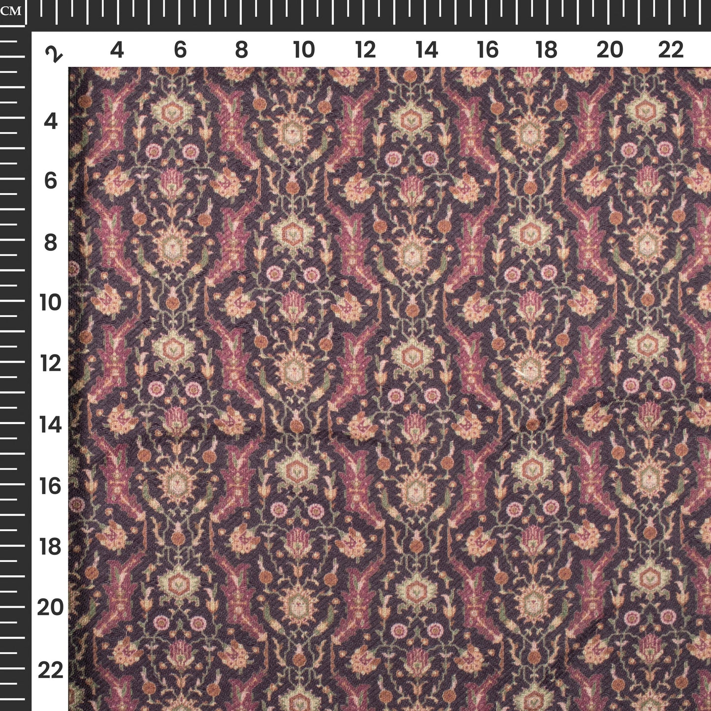 Dark Purple And Beige Ethnic Digital Print Blend Pashmina Fabric