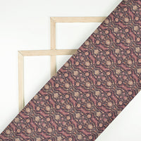 Dark Purple And Beige Ethnic Digital Print Blend Pasmina Fabric