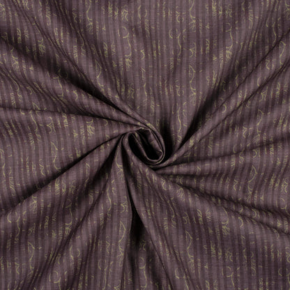 Walnut Brown And Yellow Stripes Digital Print Linen Texture Fabric(Width 56 Inches)