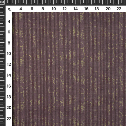 Walnut Brown And Yellow Stripes Digital Print Linen Texture Fabric(Width 56 Inches)