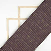 Walnut Brown And Yellow Stripes Digital Print Linen Texture Fabric(Width 56 Inches)