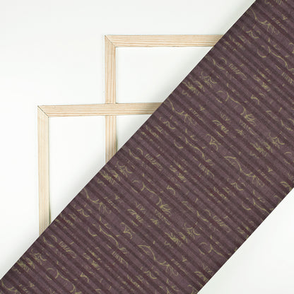 Walnut Brown And Yellow Stripes Digital Print Linen Texture Fabric(Width 56 Inches)