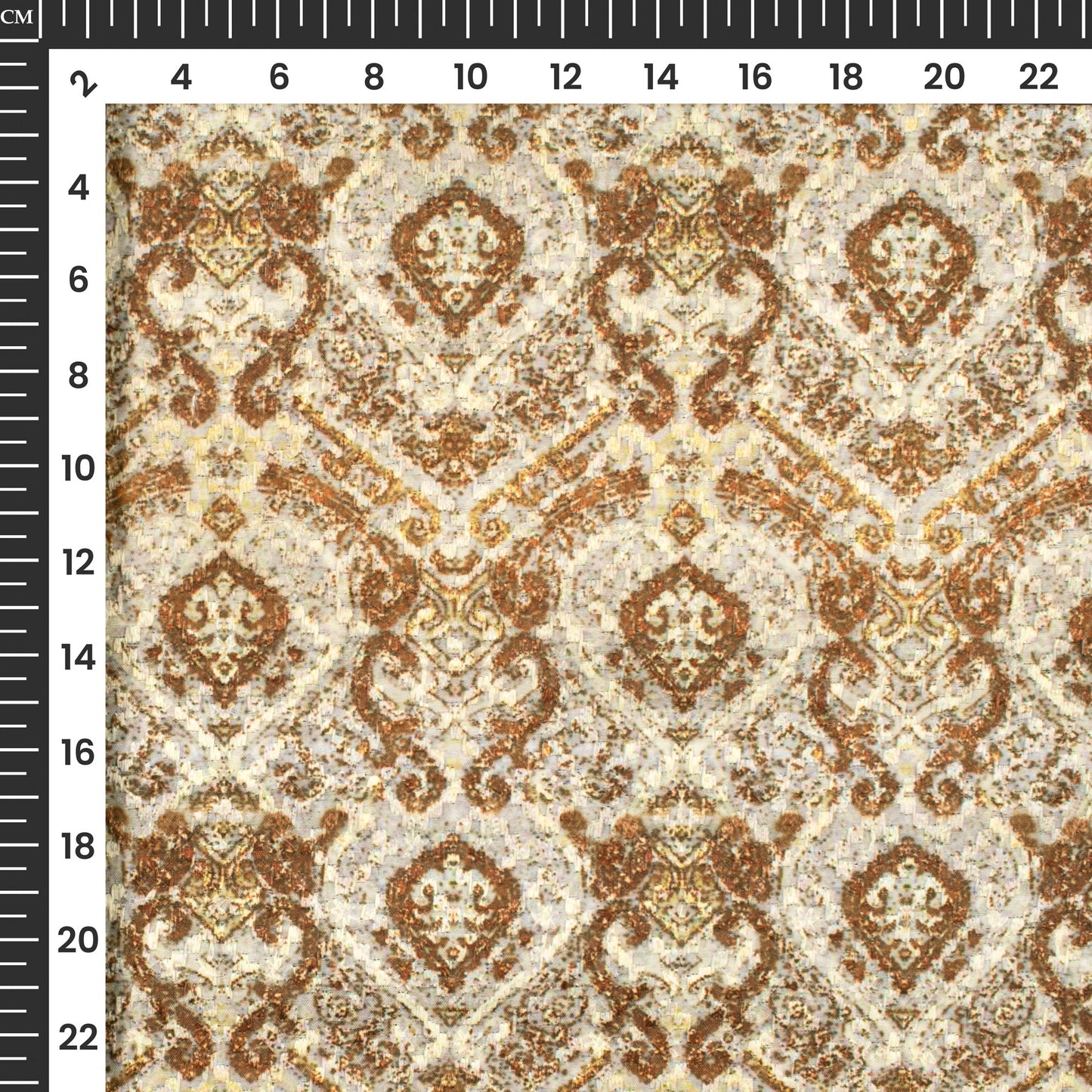 Walnut Brown Traditional Digital Print Embroidery Muslin Fabric(Width 54 Inches)