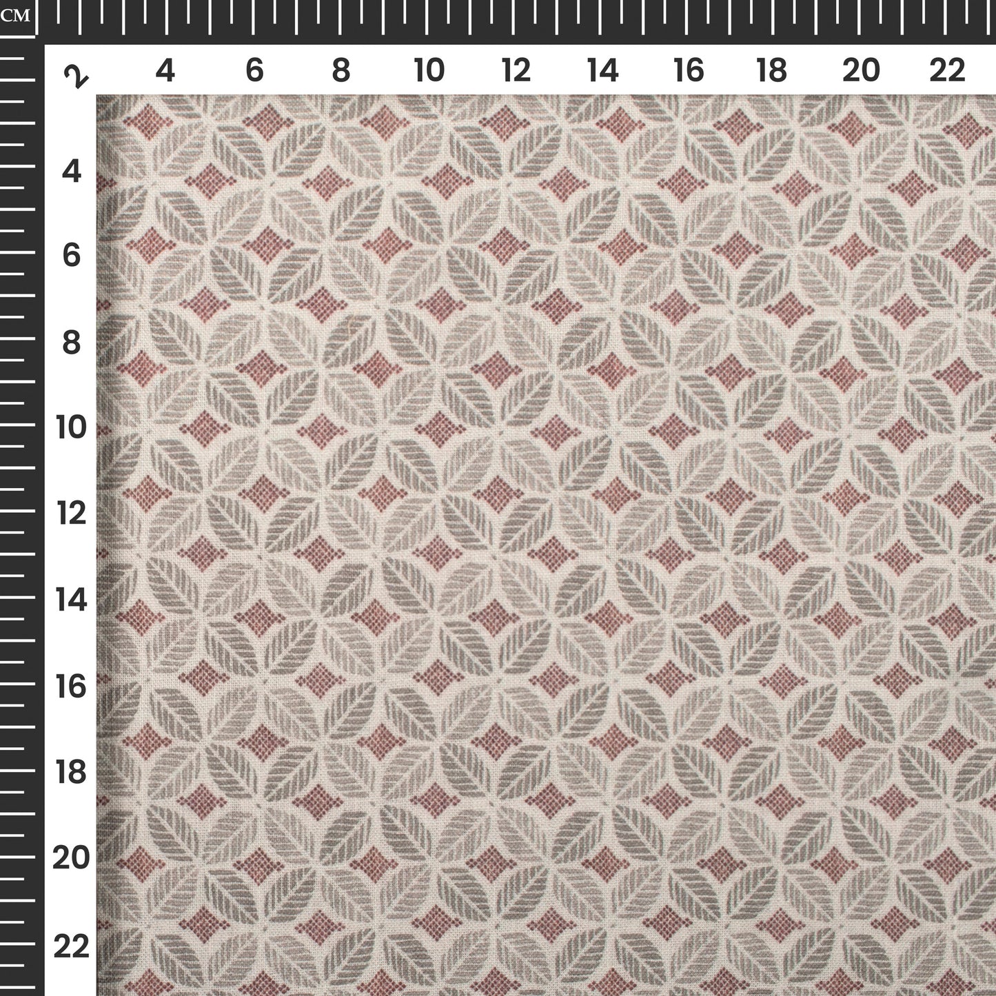 Pewter Grey And Brown Geometric Digital Print Linen Textured Fabric(Width 56 Inches)