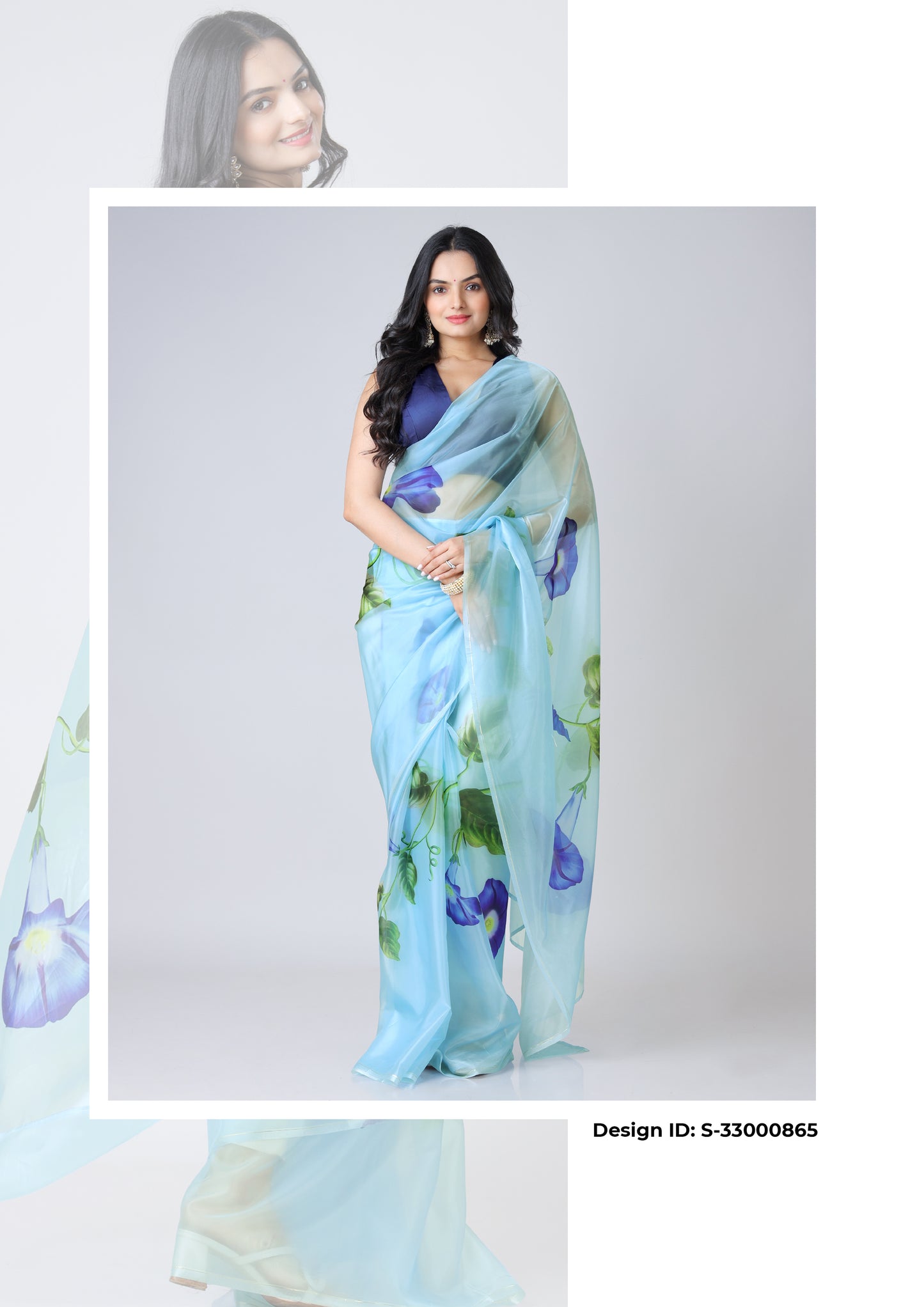 Set of 5 Floral Designer Organza Sarees Catalogue