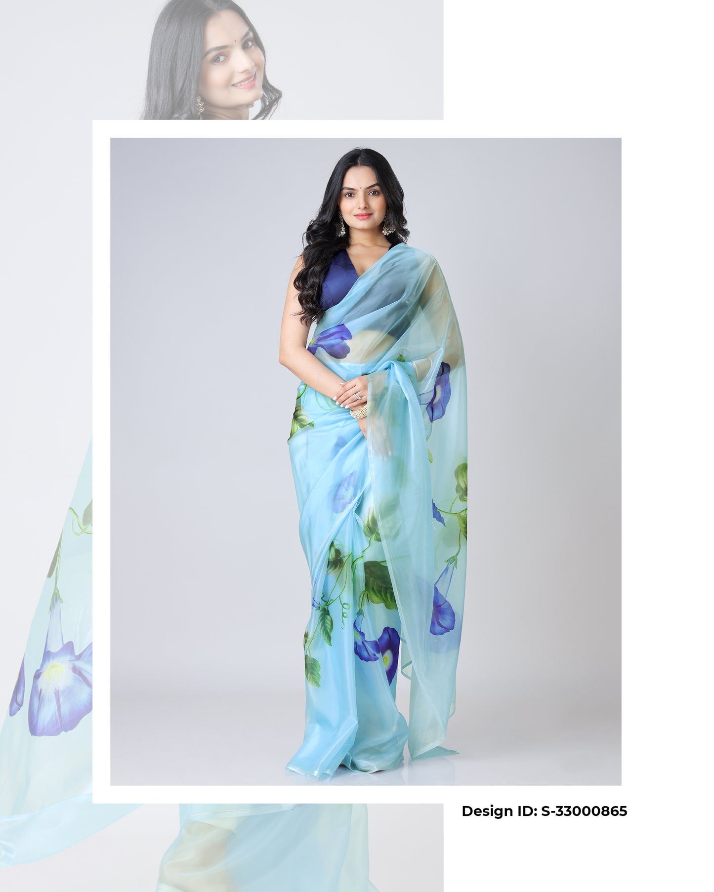 Set of 5 Floral Designer Organza Sarees Catalogue