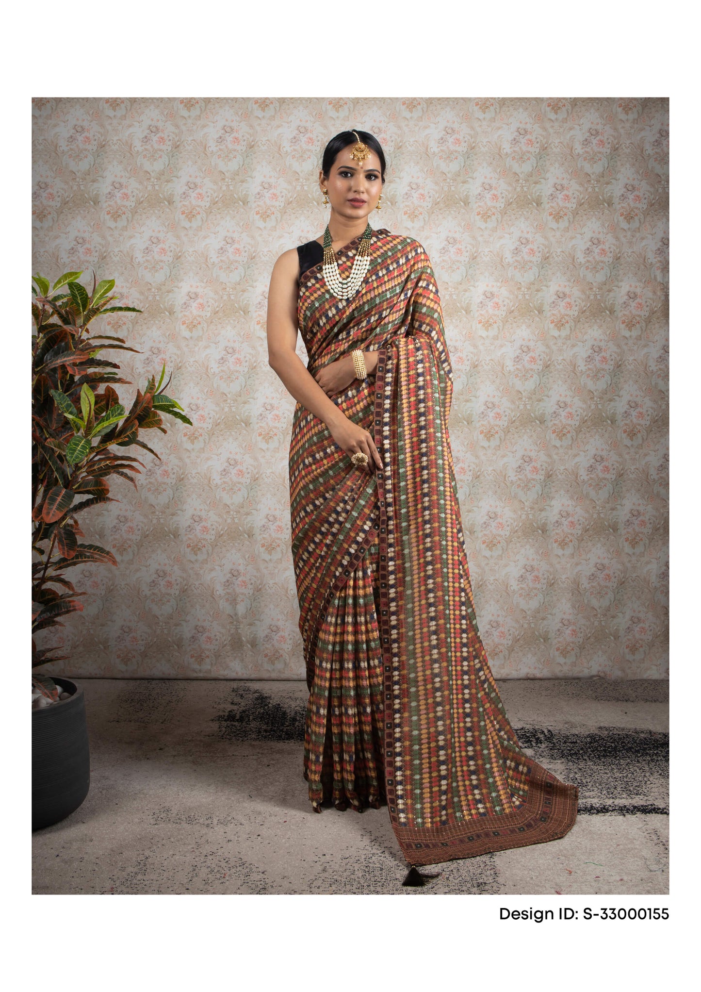 Sequins Luxe Georgette Saree Catalogue For Wholesale - Set of 5 Sarees