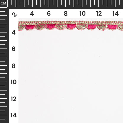 Fuchsia Resham Thread and Sequins Scalloped Lace (9 Mtr)