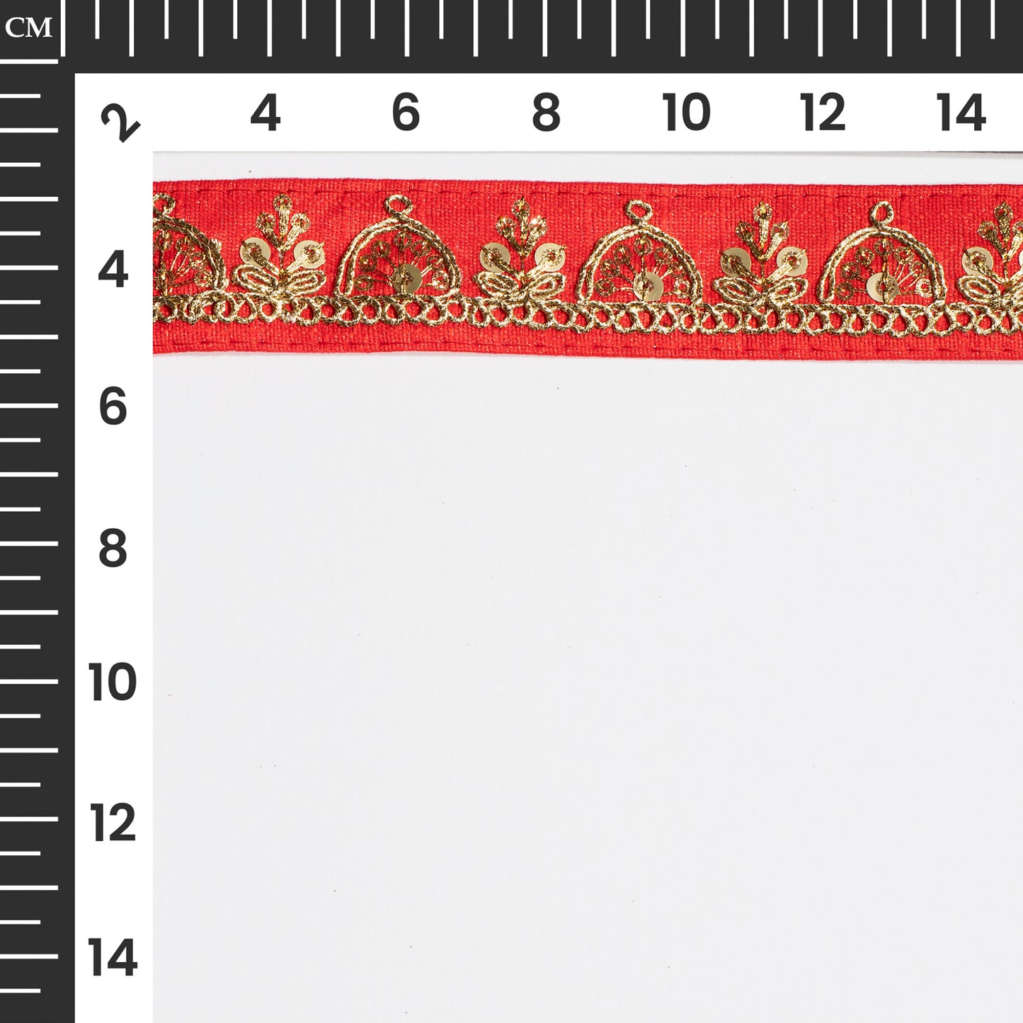 Red Sequins Zari Embroidered Fancy Lace (9 Mtr)